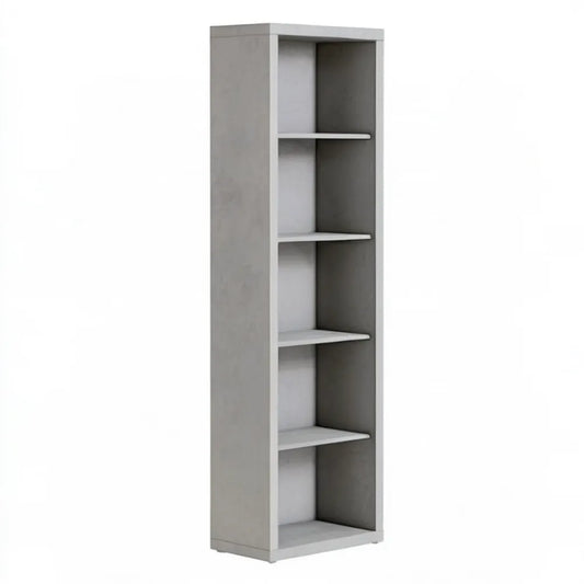 Regał biblioteczny z 5 otwartymi wnękami, szary beton, 30 x 30 x 180 cm